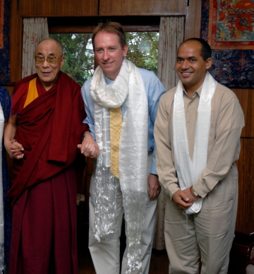 The Dalai Lama XIV, Charles Raison and Geshe Lobsang Tenzin Negi in India